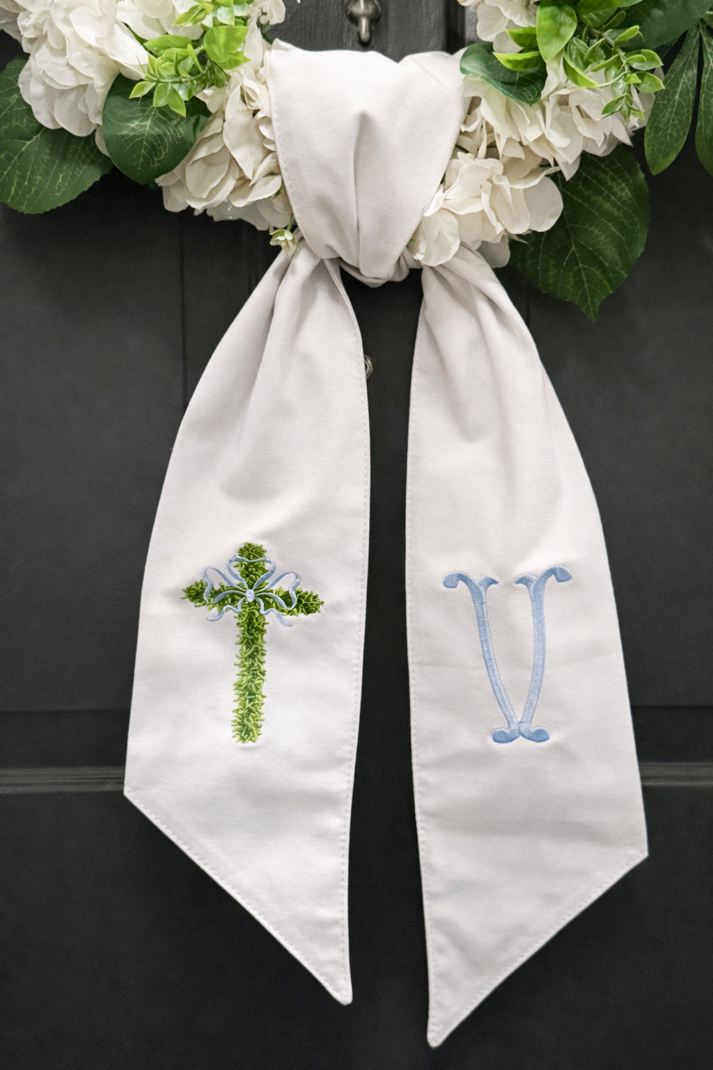 TOPIARY CROSS WREATH SASH