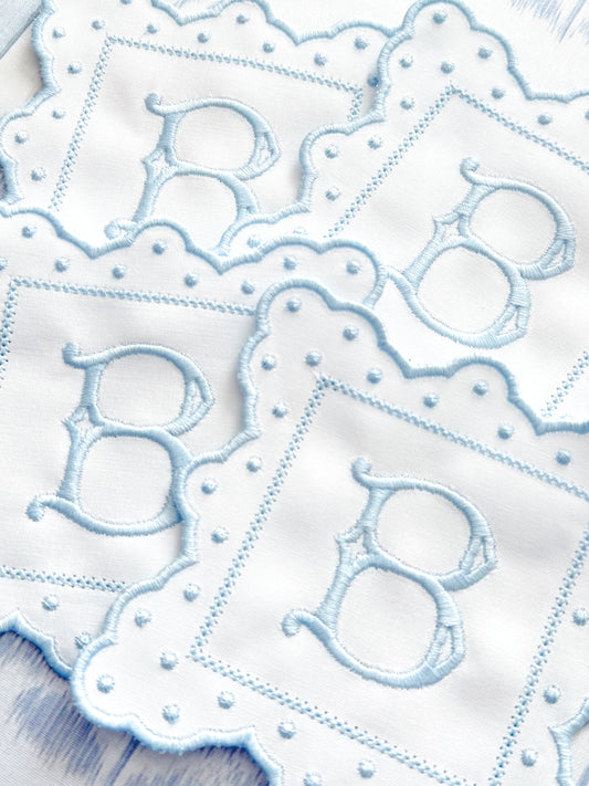 FANCY SCALLOPED MONOGRAM COASTERS
