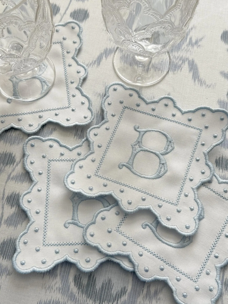 Fancy Scalloped Monogram Coasters