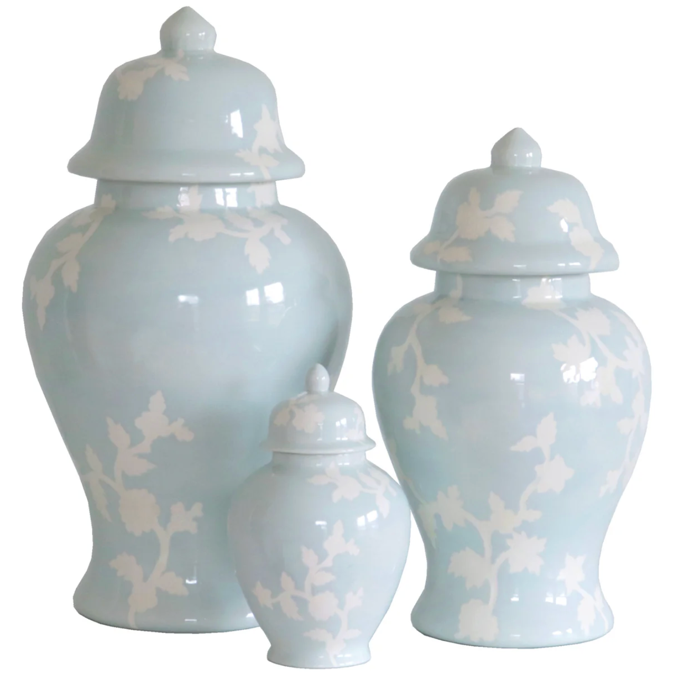 CHINOISERIE DREAMS GINGER JARS IN HYDRANGEA BLUE