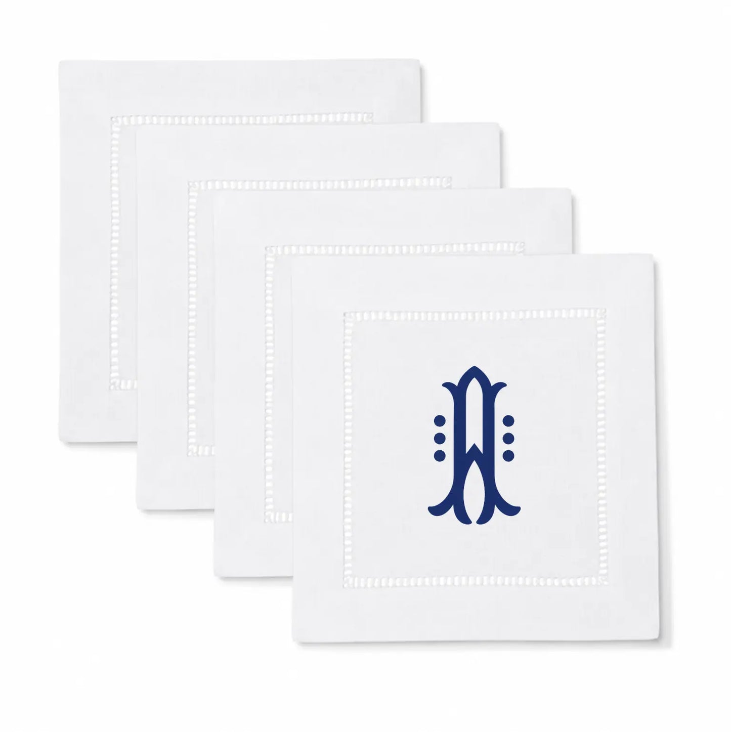 Set of dottie monogram cocktail napkins with personalized embroidery for entertaining