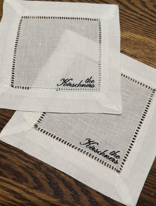 Set of 4 Last Name Cocktail Napkins