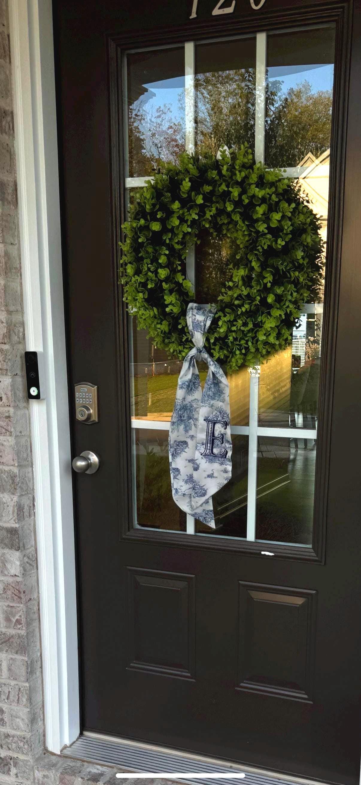 Blue Toile Wreath Sash