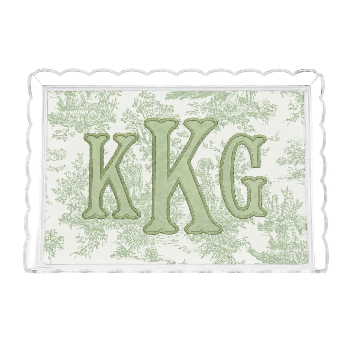 TOILE APPLIQUE MONOGRAM ACRYLIC TRAY Saul Stitch House