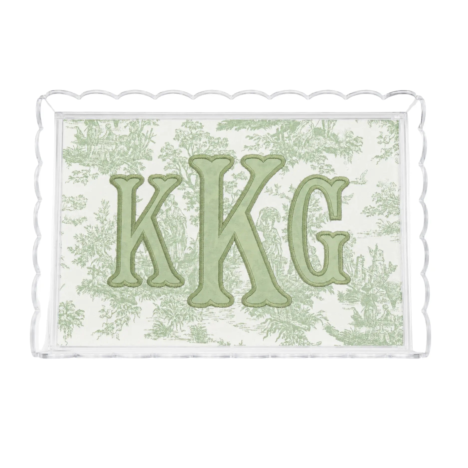 TOILE APPLIQUE MONOGRAM ACRYLIC TRAY Saul Stitch House