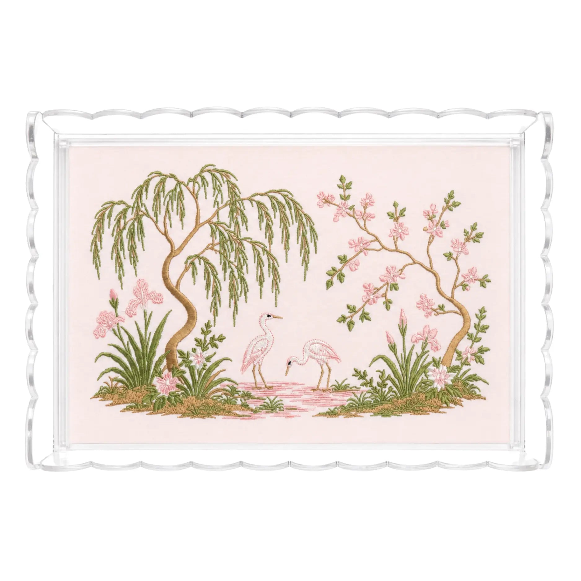 PINK LARGE CHINOISERIE GARDEN ACRYLIC TRAY Saul Stitch House