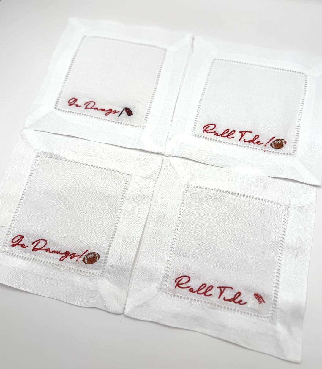 Set of 4 College Football Cocktail Napkins