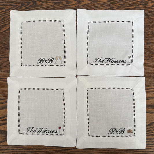 Set of 4 Bar Cocktail Napkins