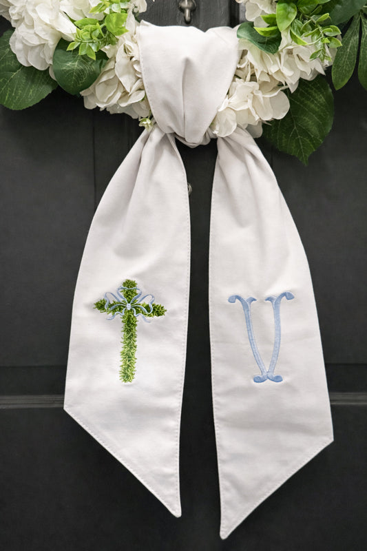 TOPIARY CROSS WREATH SASH
