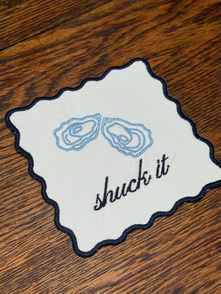 Appliqué Scallop Cocktail Napkin
