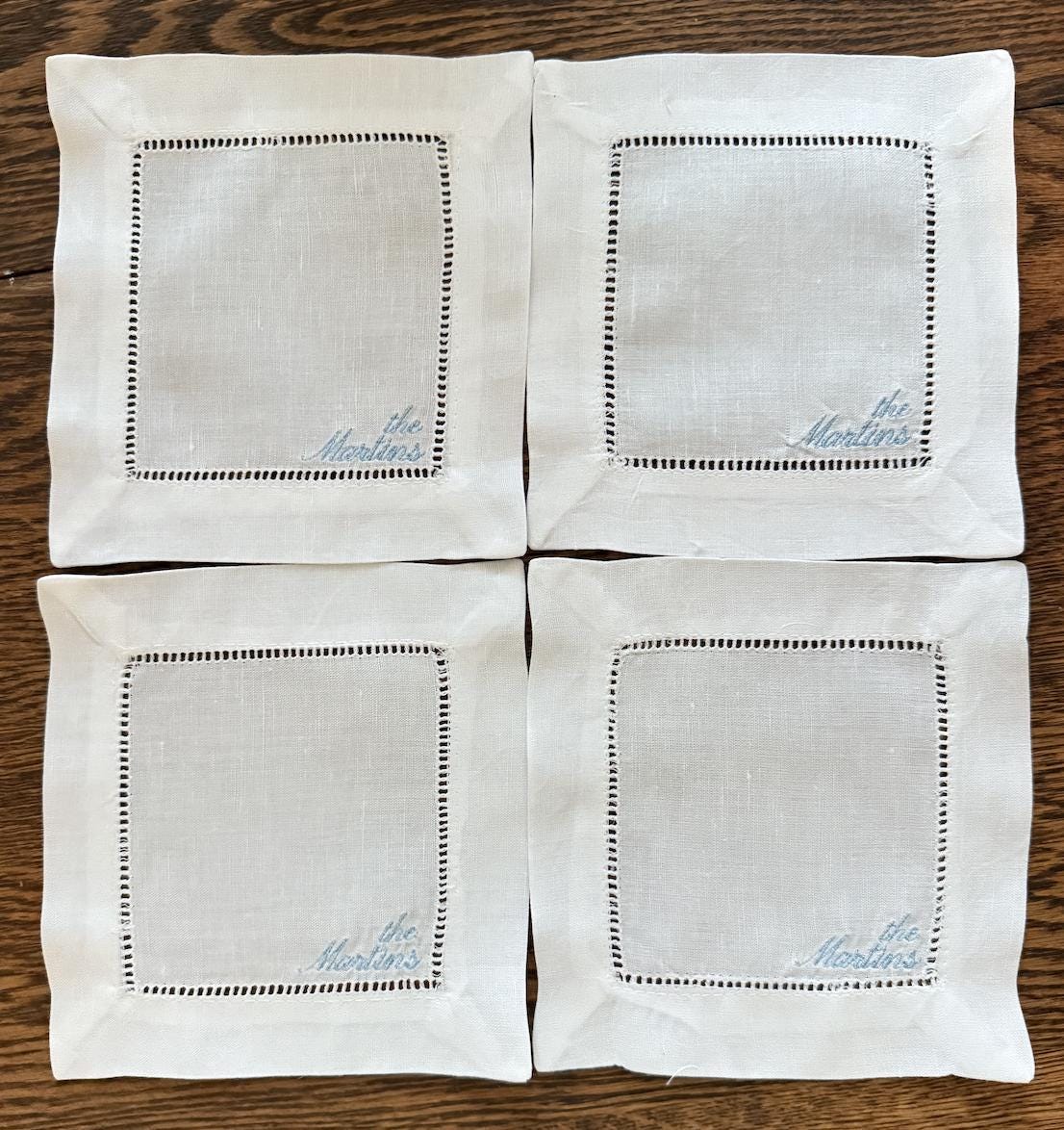 Set of 4 Last Name Cocktail Napkins