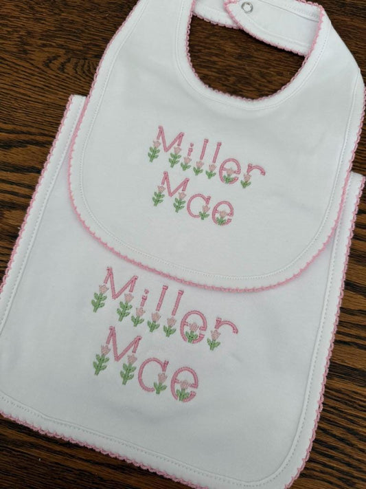 Tulip Burp Cloth and Bib Set