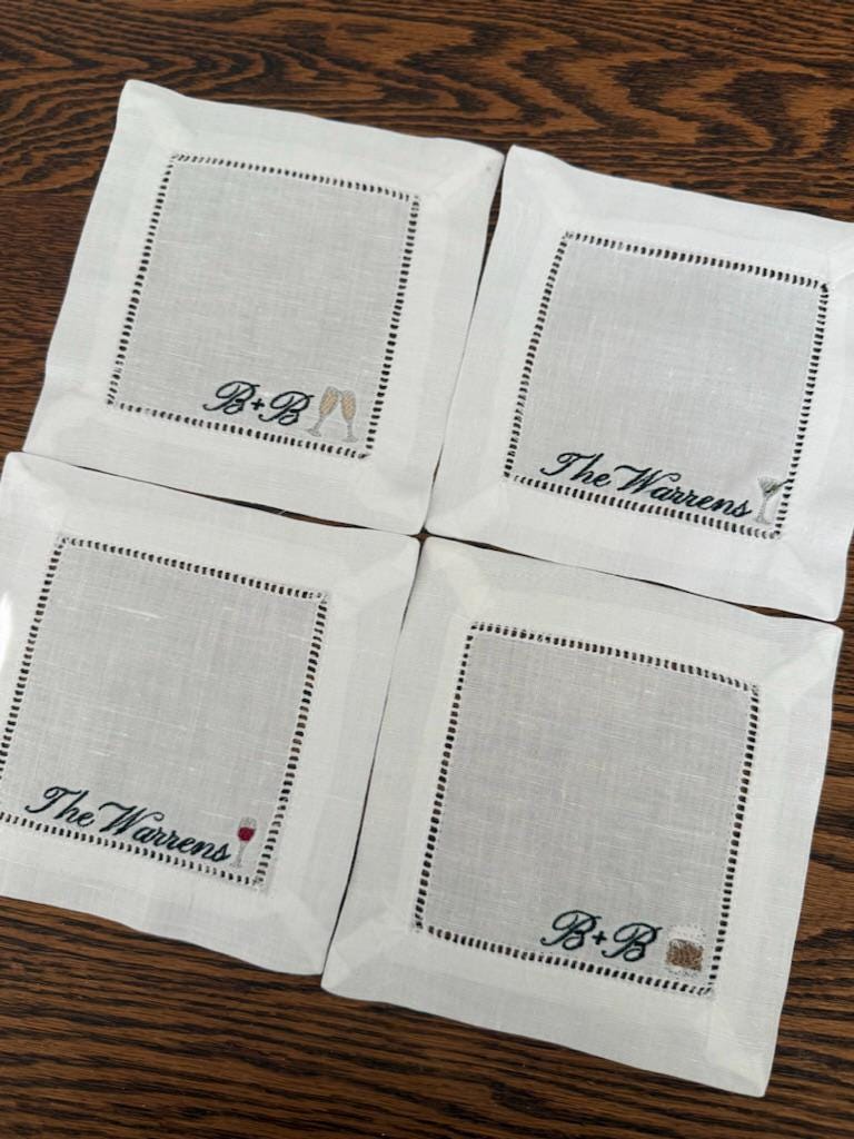 Set of 4 Bar Cocktail Napkins