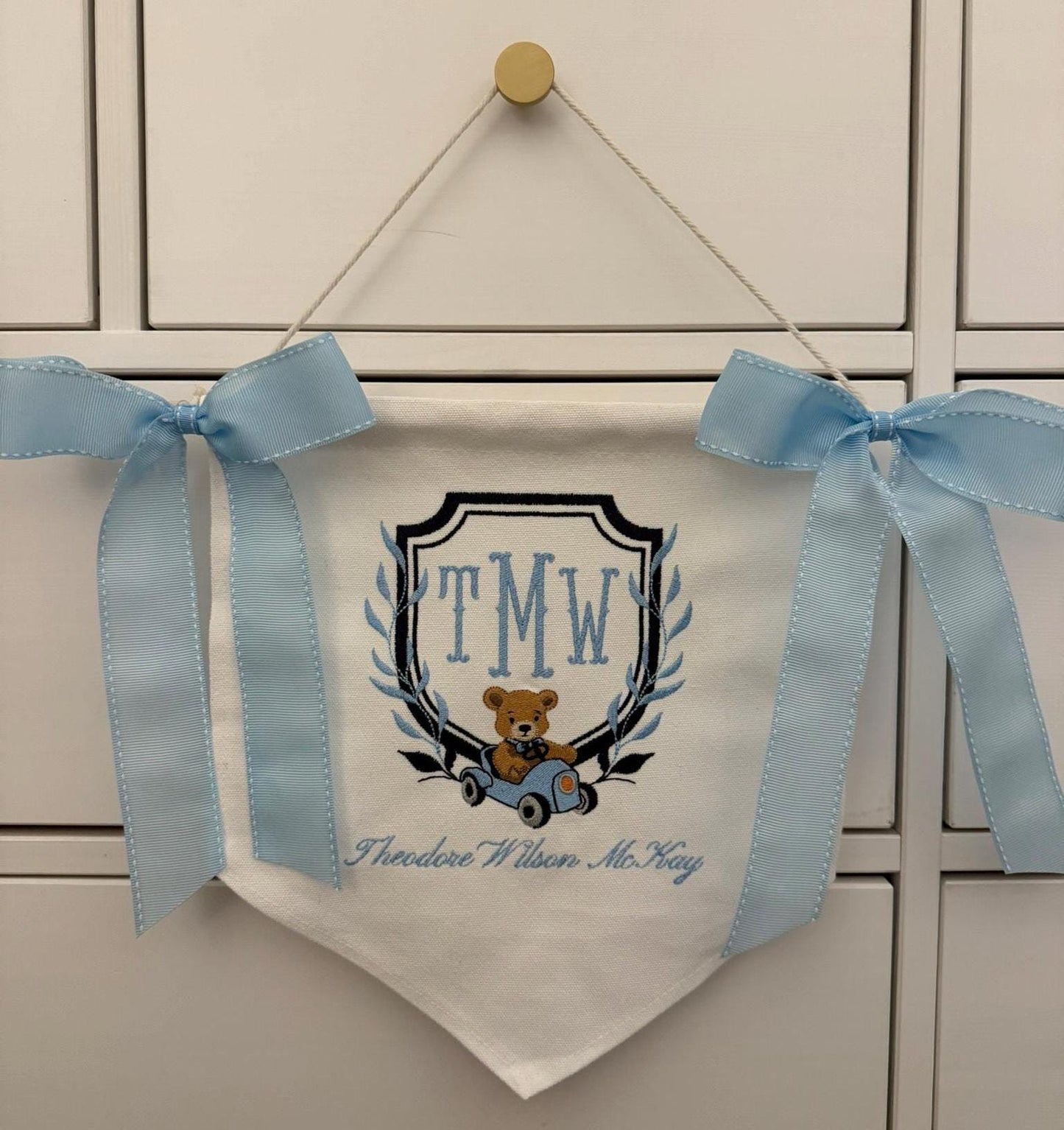 Bear in Car Bespoke Nursery Banner