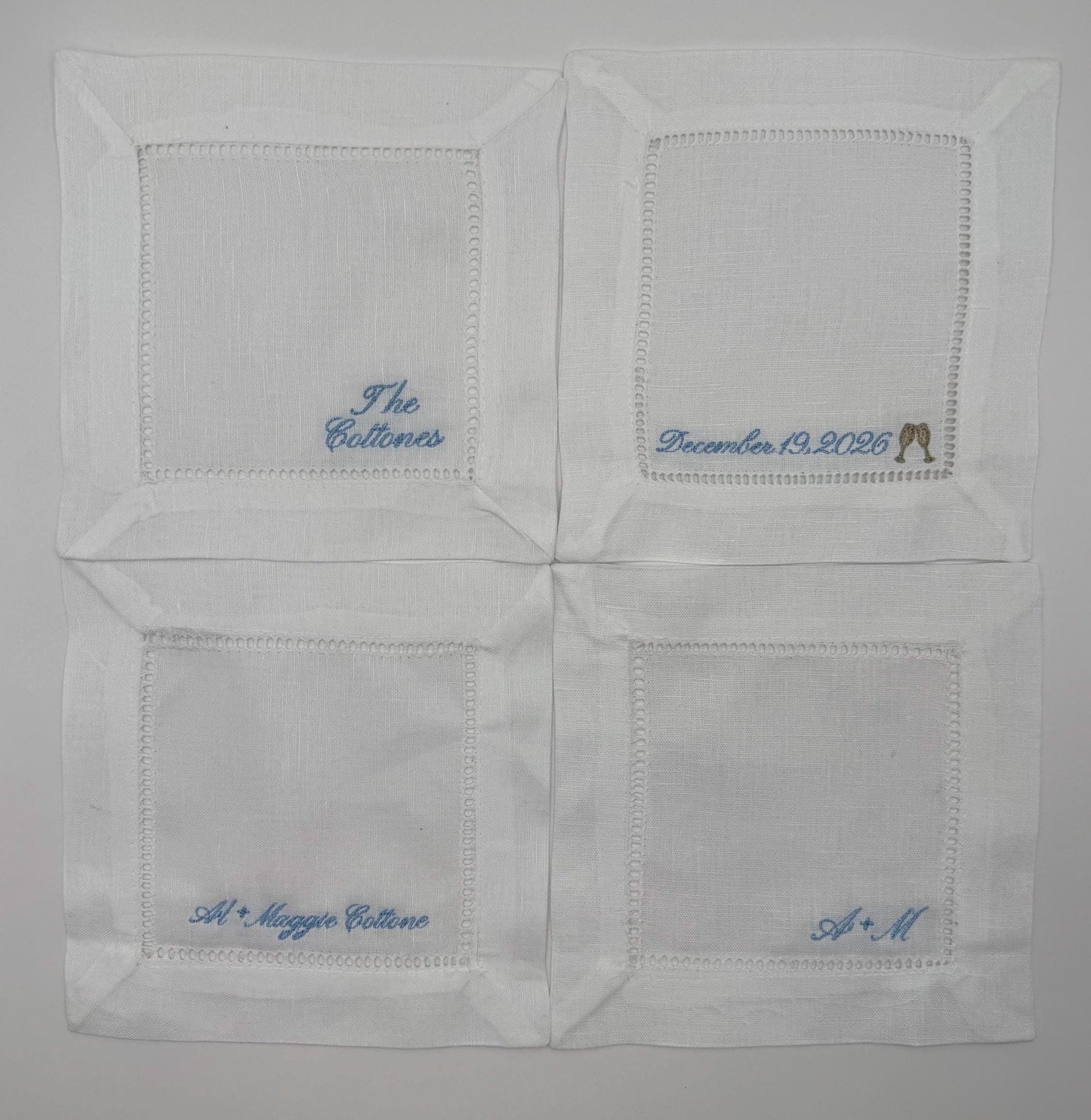Set of 4 Engagement Cocktail Napkins