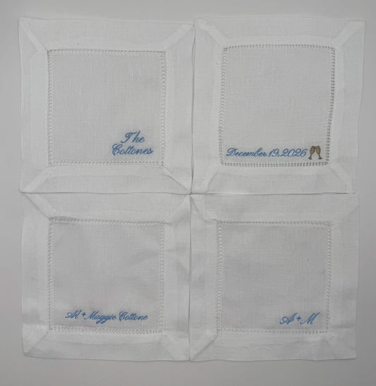 Set of 4 Engagement Cocktail Napkins