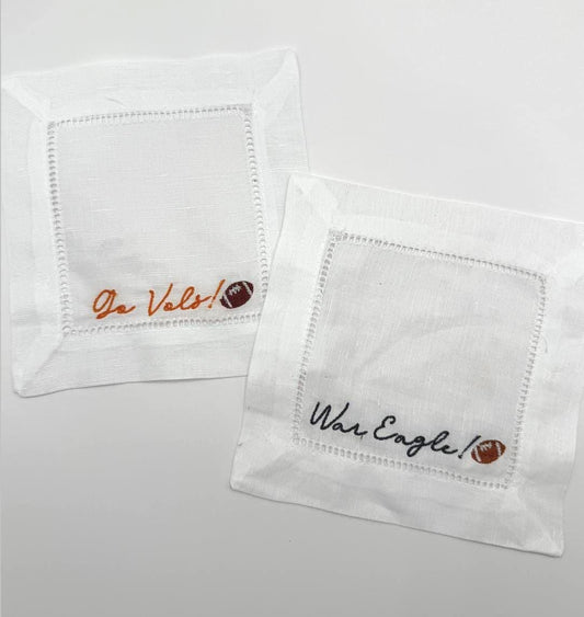 Set of 4 College Football Cocktail Napkins