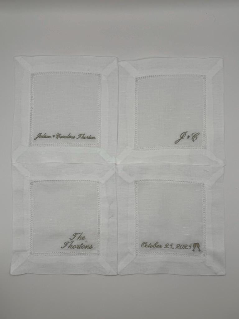 Set of 4 Engagement Cocktail Napkins