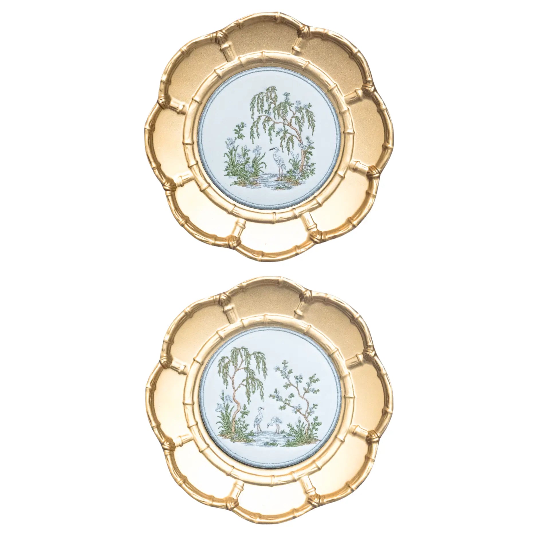 BLUE CHINOISERIE GARDEN PLATED MEDALLION SET Saul Stitch House