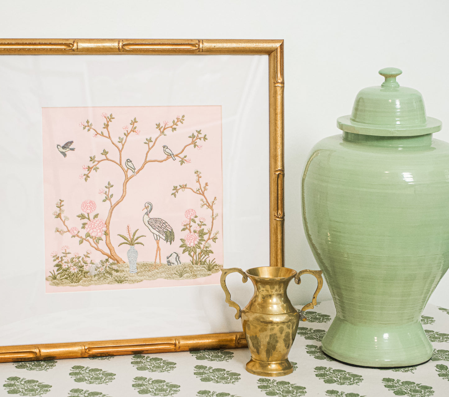 CHINOISERIE EMBROIDERED ART PIECE
