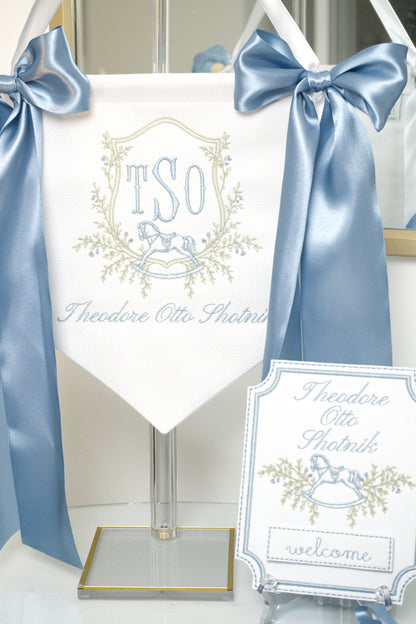 ROCKING HORSE BABY BANNER Saul Stitch House
