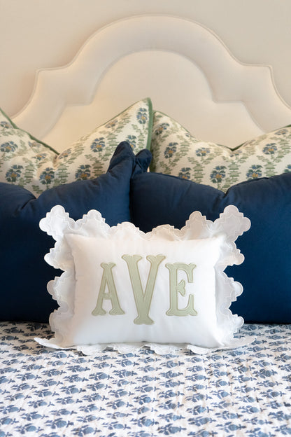 ORNATE APPLIQUE MONOGRAM PILLOW Saul Stitch House