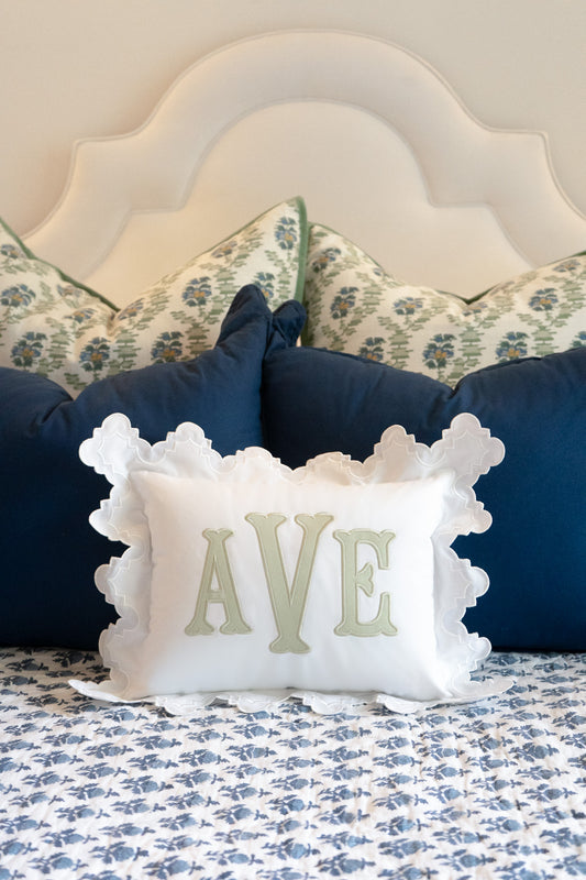 ORNATE APPLIQUE MONOGRAM PILLOW Saul Stitch House