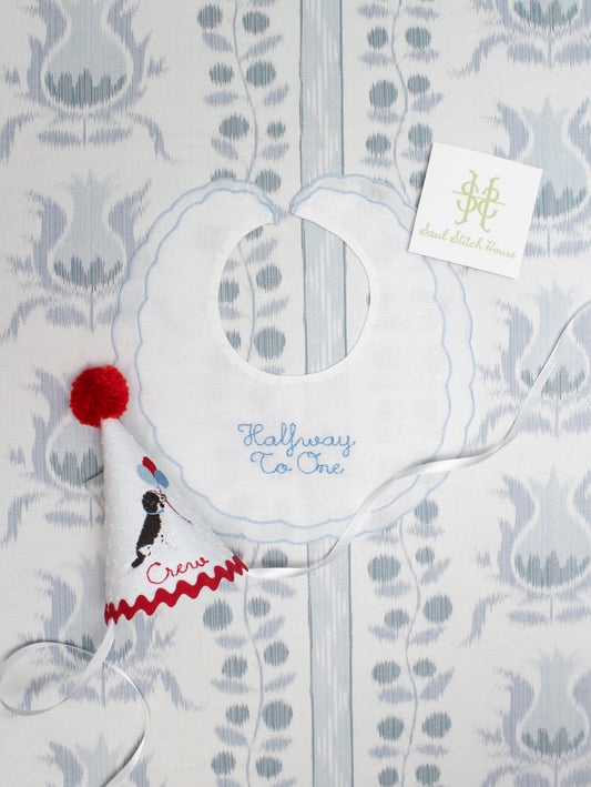 SCALLOPED HALFWAY TO ONE HEIRLOOM BIB