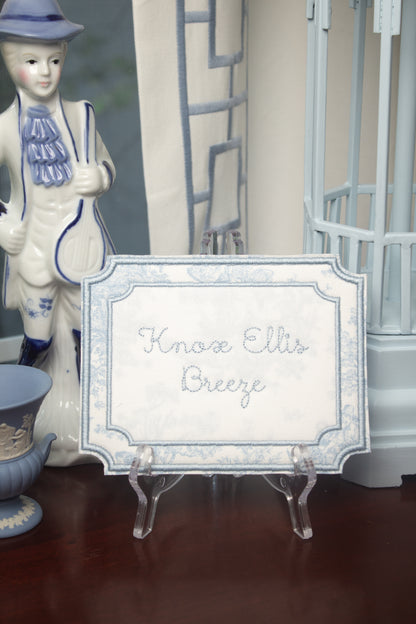 TOILE BASSINET NAME DISPLAY PLAQUE
