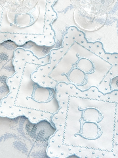 FANCY SCALLOPED MONOGRAM COASTERS