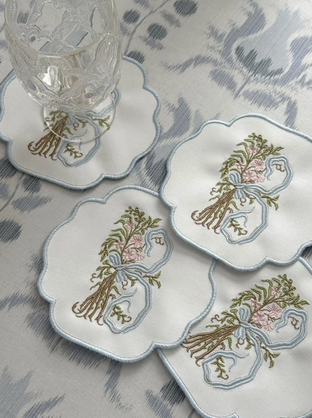 Set of 4 Ribbon Monogram Coasters