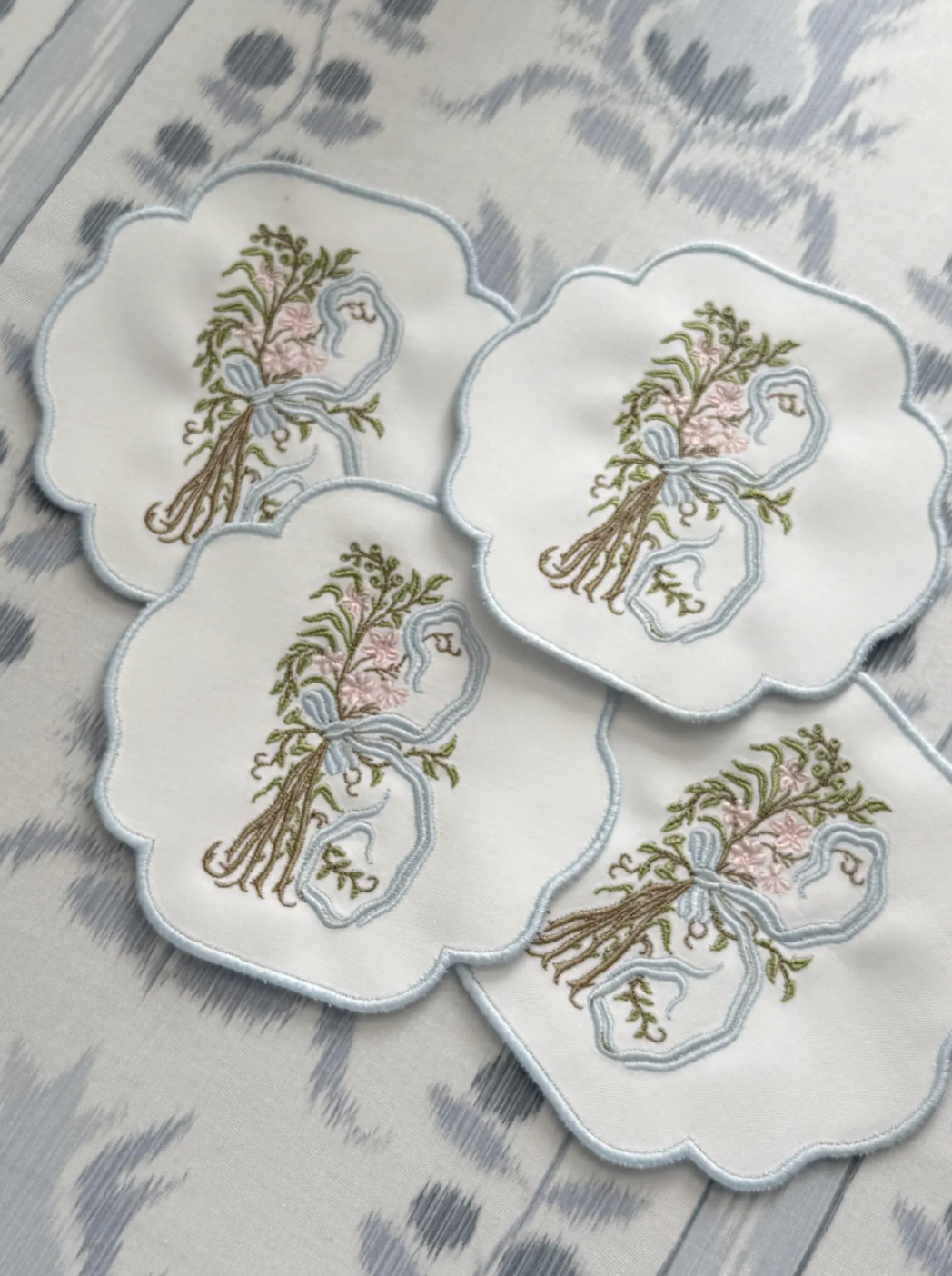 Set of 4 Ribbon Monogram Coasters