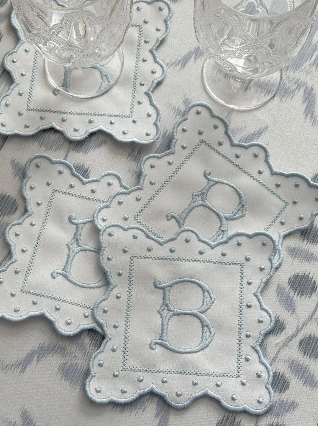 Fancy Scalloped Monogram Coasters