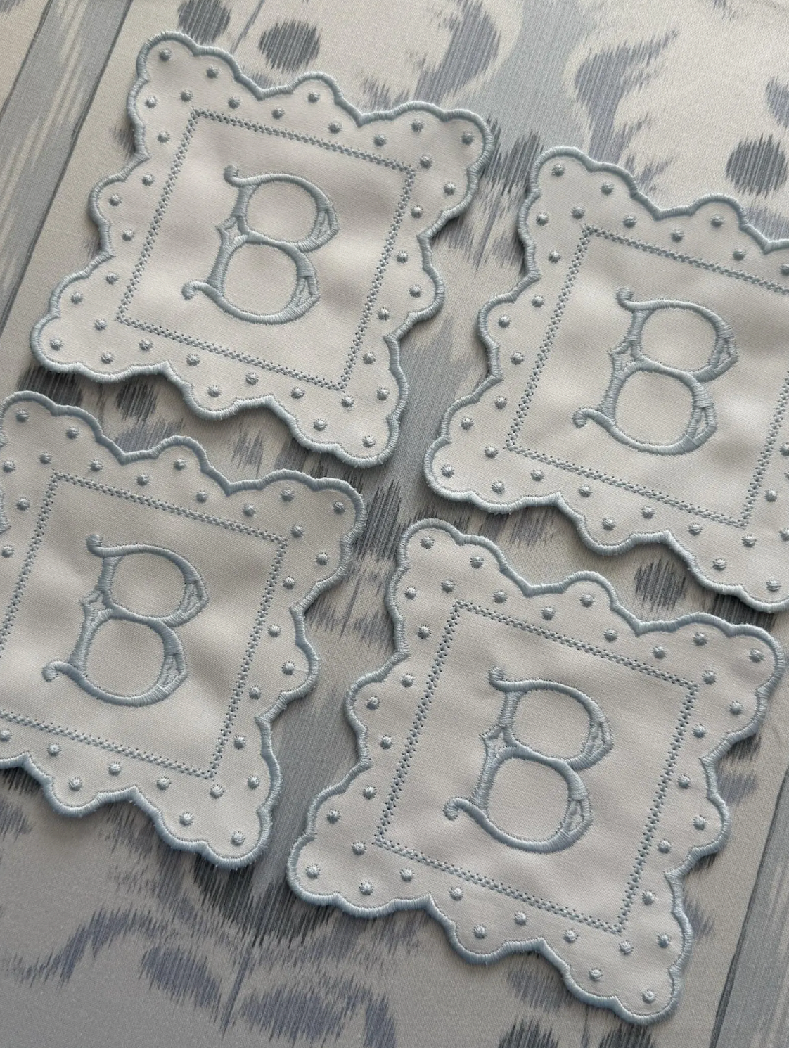 Fancy Scalloped Monogram Coasters