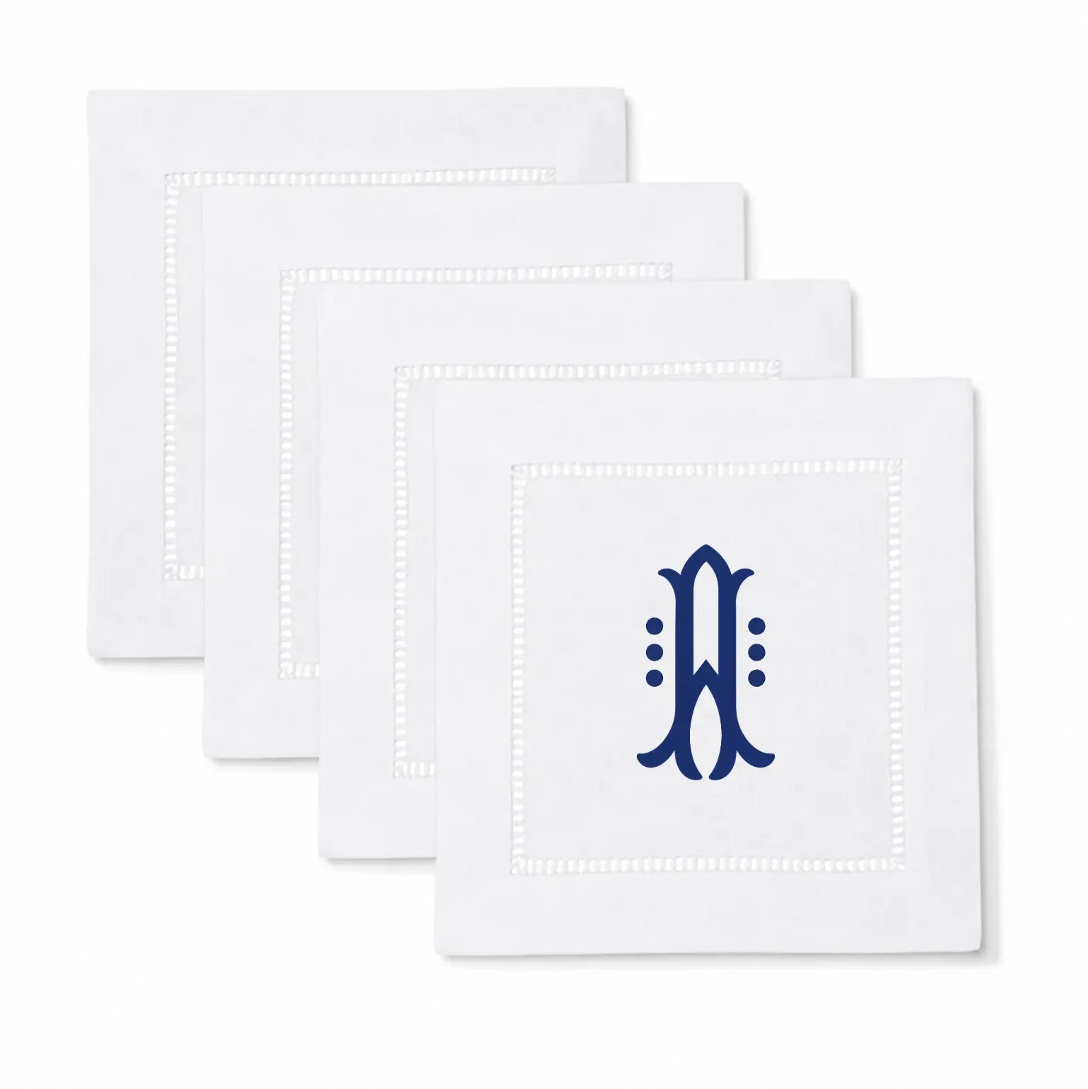 Set of dottie monogram cocktail napkins with personalized embroidery for entertaining