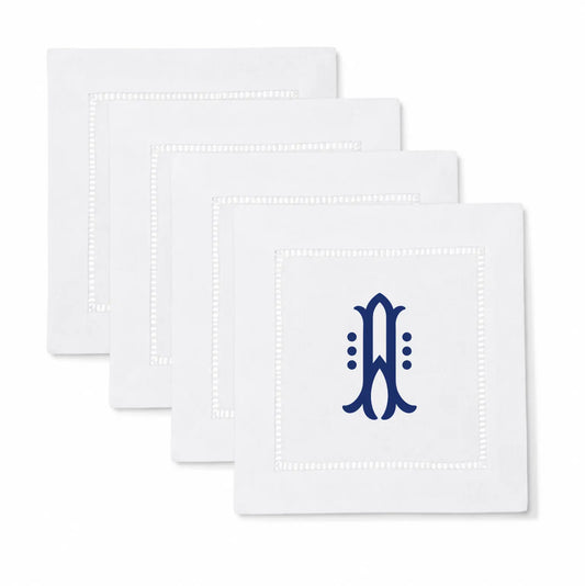Set of dottie monogram cocktail napkins with personalized embroidery for entertaining