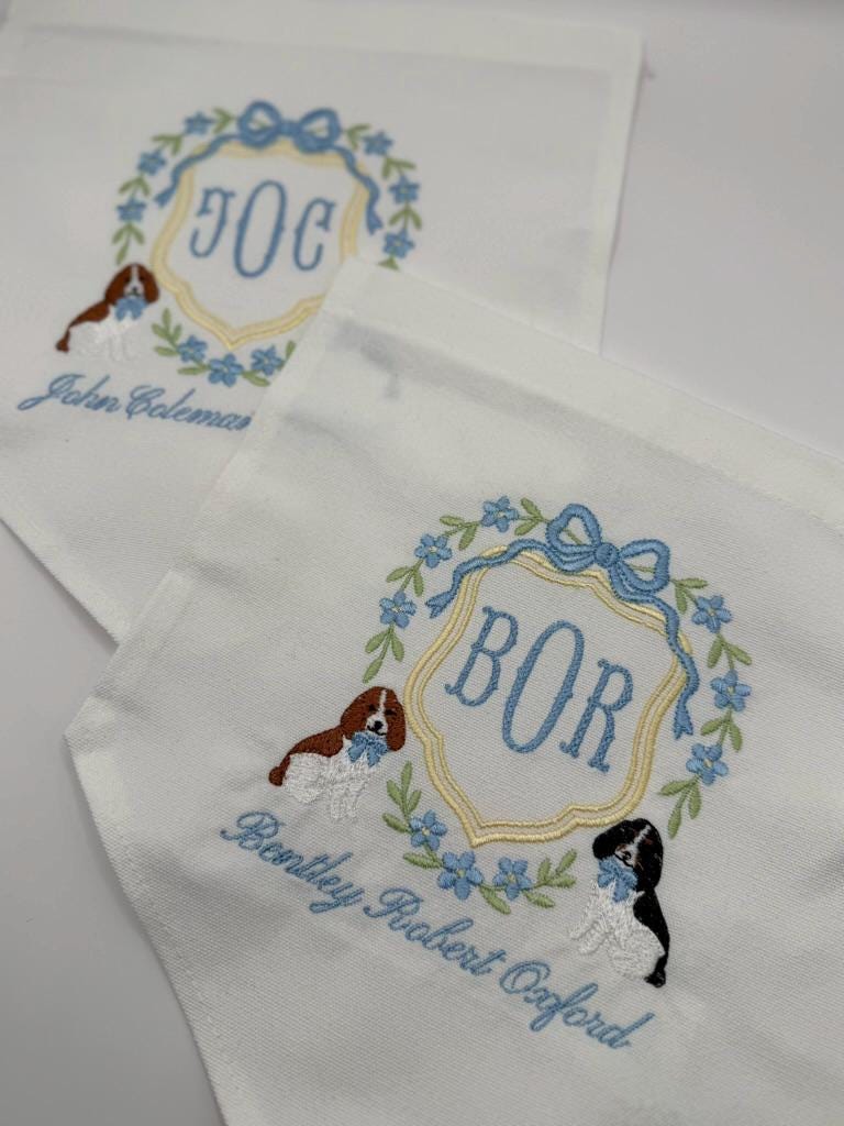 Floral Dog Baby Name Banner