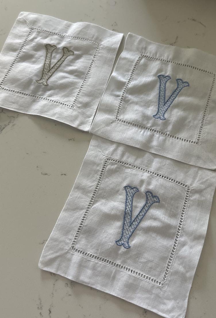 Set of 4 Diamond Filled Cocktail Napkins