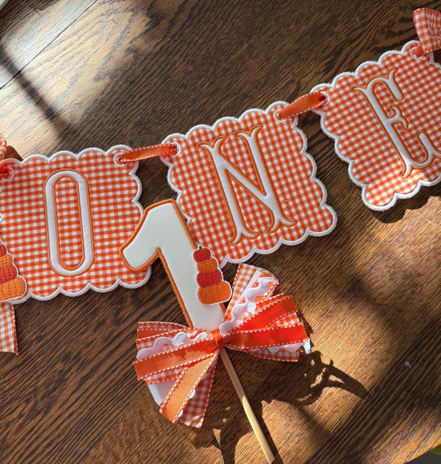 Themed First Birthday Highchair Banner and Cake Topper