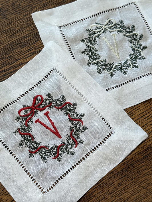Set of 4 Wreath Cocktail Napkins