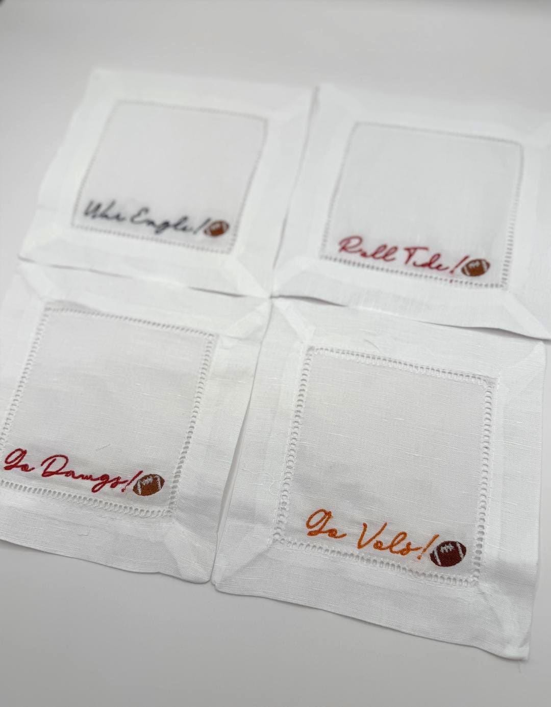 Set of 4 College Football Cocktail Napkins
