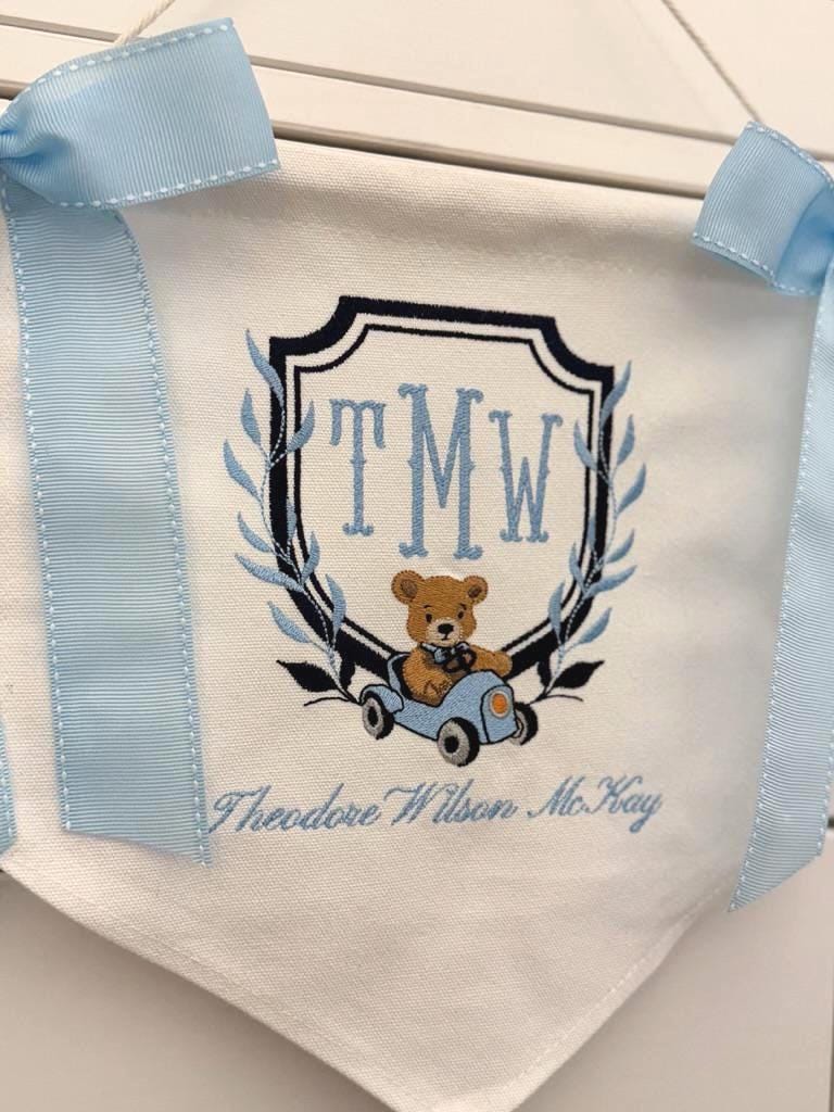 Bear in Car Bespoke Nursery Banner